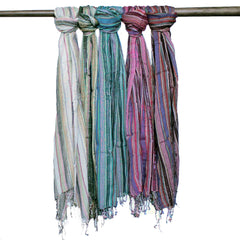 Indian Boho Scarves - 22x72cm - Random Colours With Gold Thread