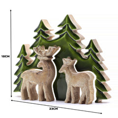 Lost in the Forrest -  Two Dear in the Forrest 3D Wooden Decoration - 18x23cm