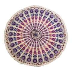 Small Mandala Roundie Cotton Art (130cm) - Peacock Purples