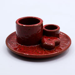 Palo Santo Stick & Smudge Holder - Mandala - Red with Heart Gloss