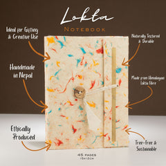 Lokta Mixed Colour Cotton Notebook – Medium (15x12cm) – 45 Leaves