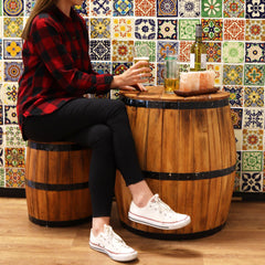 Beer Barrel Table – Natural Wood 60 x 48.5 cm