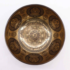 Tibetan Healing Engraved Bowl - 21cm - Om & Buddha
