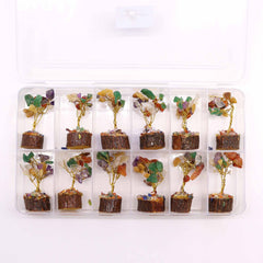 Mini Gemstone Tree On Wood Base - Multi Stones (15 stones)