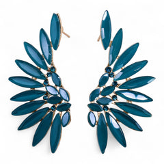 Teal Green - Vintage Glass - Angel Wings - Earrings