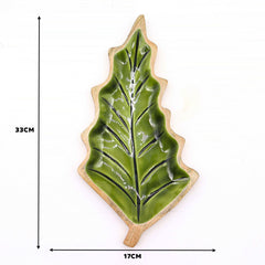 Lost in the Forrest -  Enamel Leaf Wooden Bowl - 33x17cm