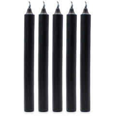Solid Colour Dinner Candles - Rustic Black - Pack of 5