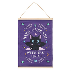 Bats, Cats and Witches Hats Fabric Wall Hanging