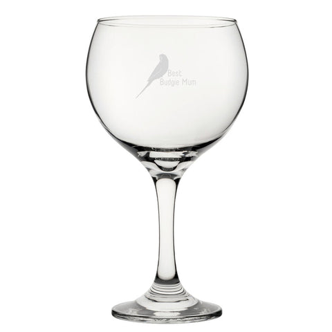 Best Budgie Dad - Engraved Novelty Gin Balloon Cocktail Glass