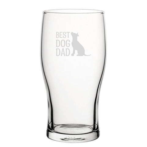 Best Dog Dad - Engraved Novelty Tulip Pint Glass