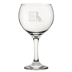 Best Dog Mum - Engraved Novelty Gin Balloon Cocktail Glass