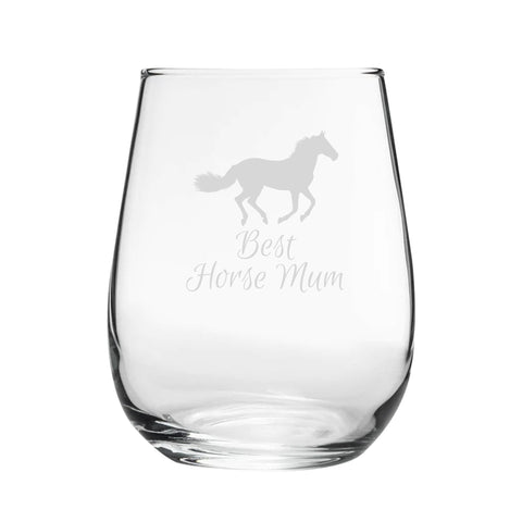 Best Horse Dad - Engraved Novelty Stemless Wine Gin Tumbler