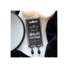 Black Stainless Steel Skull Earrings