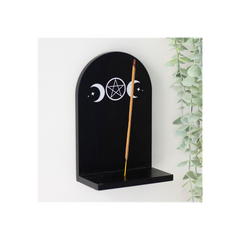Black Triple Moon Incense Holder Shelf