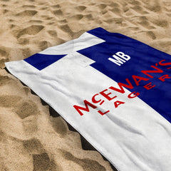 Blackburn - 1992 Home Shirt - Personalised Retro Lightweight, Microfibre Beach Towel - 150cm x 75cm