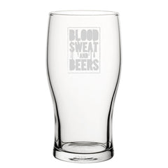 Blood, Sweat And Beers - Engraved Novelty Tulip Pint Glass