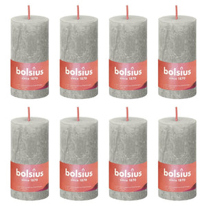 Bolsius Rustic Pillar Candles Shine 8 pcs 100x50 mm Sandy Grey