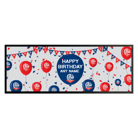 Bolton Wanderers Personalised Birthday Bar Runner (Balloons Design)