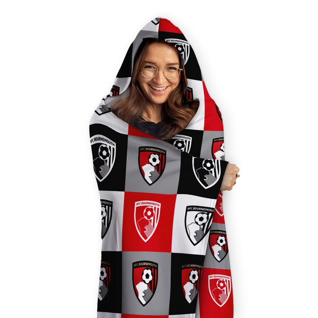 Bournemouth Personalised Adult Hooded Fleece Blanket - Chequered