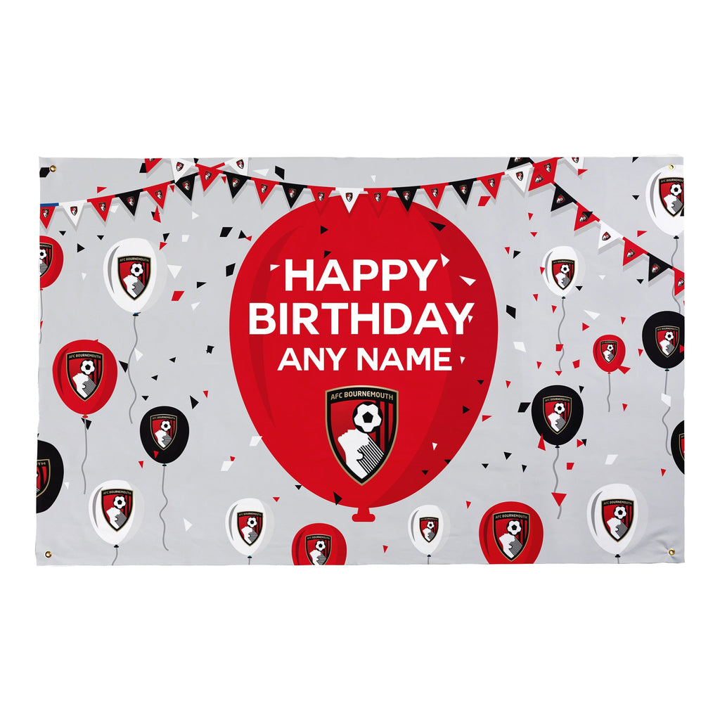 Bournemouth Personalised Birthday Banner (5ft x 3ft, Balloons Design)