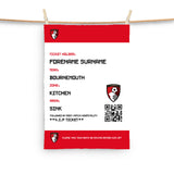 Bournemouth Tea Towel - Personalised (Fans Ticket Design)
