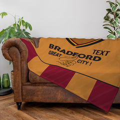Bradford - 1988 Home Shirt - Personalised Retro Fleece Blanket 150cm X 150cm