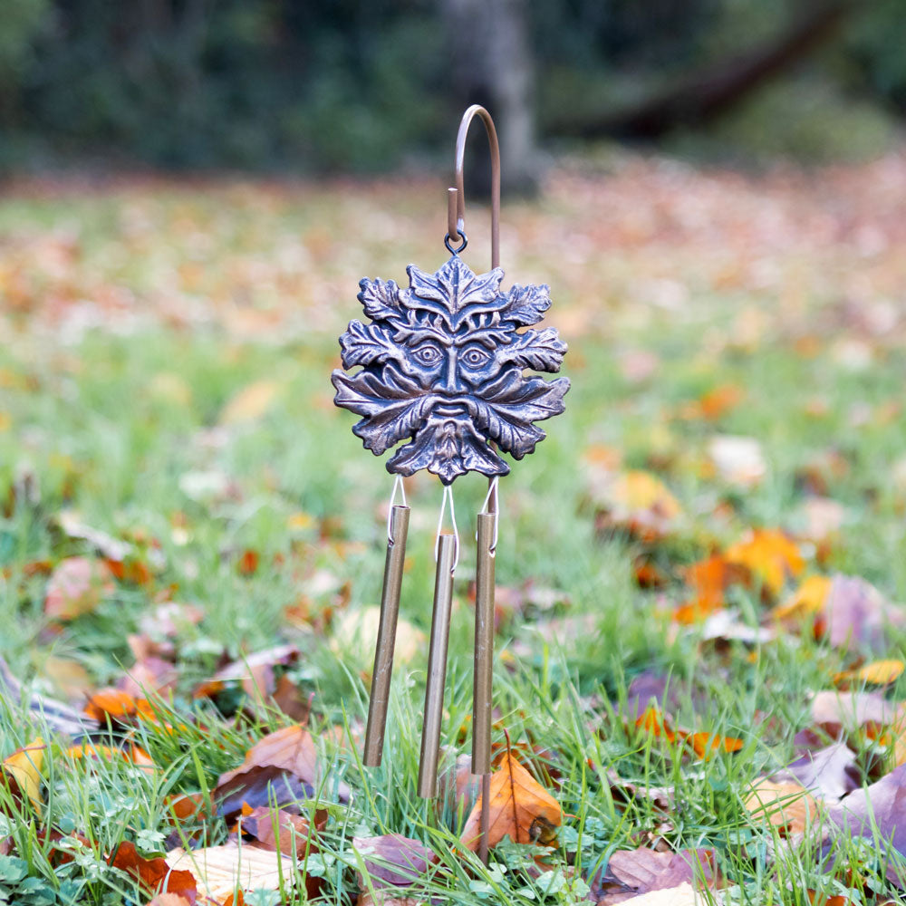 Bronze Effect Green Man Windchime Stake