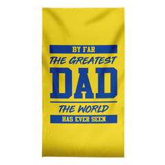 By Far The Greatest Dad - Yellow - Lightweight, Microfibre Retro Beach Towel - 150cm x 75cm