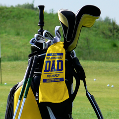 By Far The Greatest Dad - Yellow - Retro Lightweight, Microfibre Golf Towel