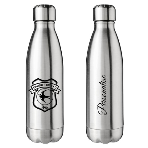 Cardiff City FC Crest Silver Insulated Water Bottle