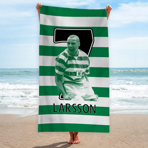 Celtic Larsson 7 - Football Legends - Beach Towel - 150cm x 75cm