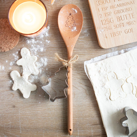 Christmas Tree Wooden Spoon Baking Set