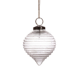 Clear Recycled Glass Rippled Bauble