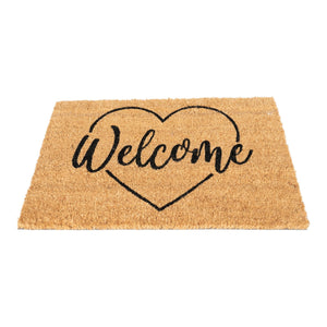 Coir Doormat with Welcome & Heart Shape