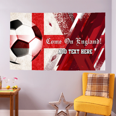 Come on England! Retro Football - Personalised 5ft x 3ft Fabric Banner