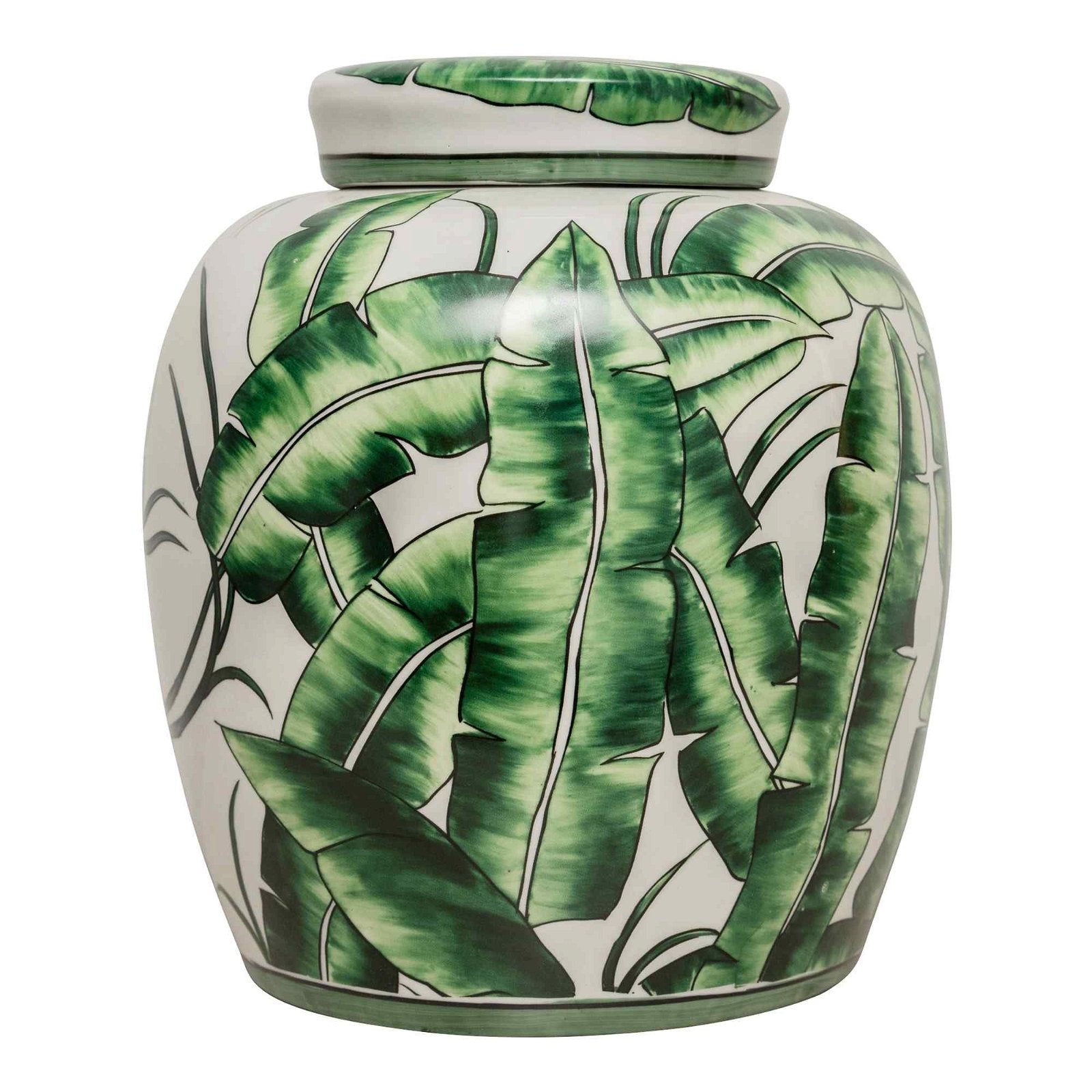 Corn Plant Leaf 13 inch Ginger Jar