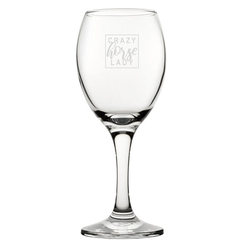 Crazy Horse Lady - Engraved Novelty Wine Glass