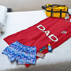 DAD - Manchester Red - 1999 Home - Personalised Lightweight, Microfibre Retro Beach Towel - 150cm x 75cm