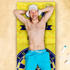 Darts Leeds - 1992 Away - Personalised Lightweight, Microfibre Retro Beach Towel - 150cm x 75cm