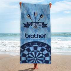 Darts Manchester Blue Retro - 1989 Home - Personalised Lightweight, Microfibre Retro Beach Towel - 150cm x 75cm