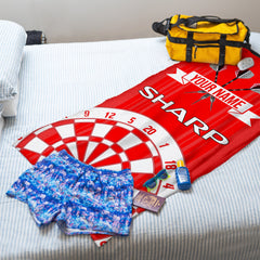 Darts Manchester Red Retro - 1999 Home - Personalised Lightweight, Microfibre Retro Beach Towel - 150cm x 75cm