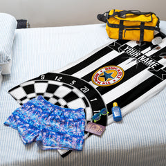 Darts Newcastle - 1996 Home - Personalised Lightweight, Microfibre Retro Beach Towel - 150cm x 75cm