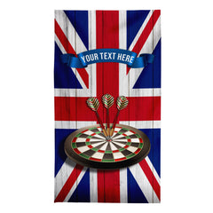 Darts Union Jack - Personalised Lightweight, Microfibre Retro Beach Towel - 150cm x 75cm