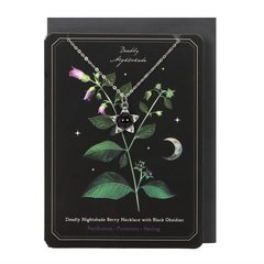 Deadly Nightshade Necklace with Black Obsidian on Greeting Card