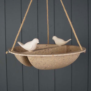 Earthy Coffee Husks Hanging Bird Bath and Feeder (27cm)