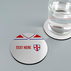 England 1982 Home Shirt - Personalised Drink Coaster - Square Or Circle