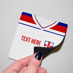 England 1982 Home Shirt - Personalised Drink Coaster - Square Or Circle