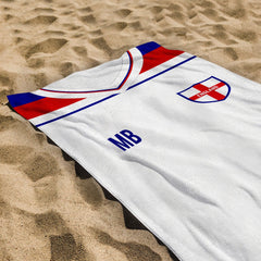 England - 1982 Home Shirt - Personalised Lightweight, Microfibre Retro Beach Towel - 150cm x 75cm