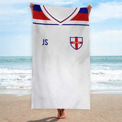 England - 1982 Home Shirt - Personalised Lightweight, Microfibre Retro Beach Towel - 150cm x 75cm
