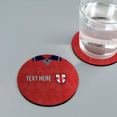 England 1990 Away Shirt - Personalised Drink Coaster - Square Or Circle